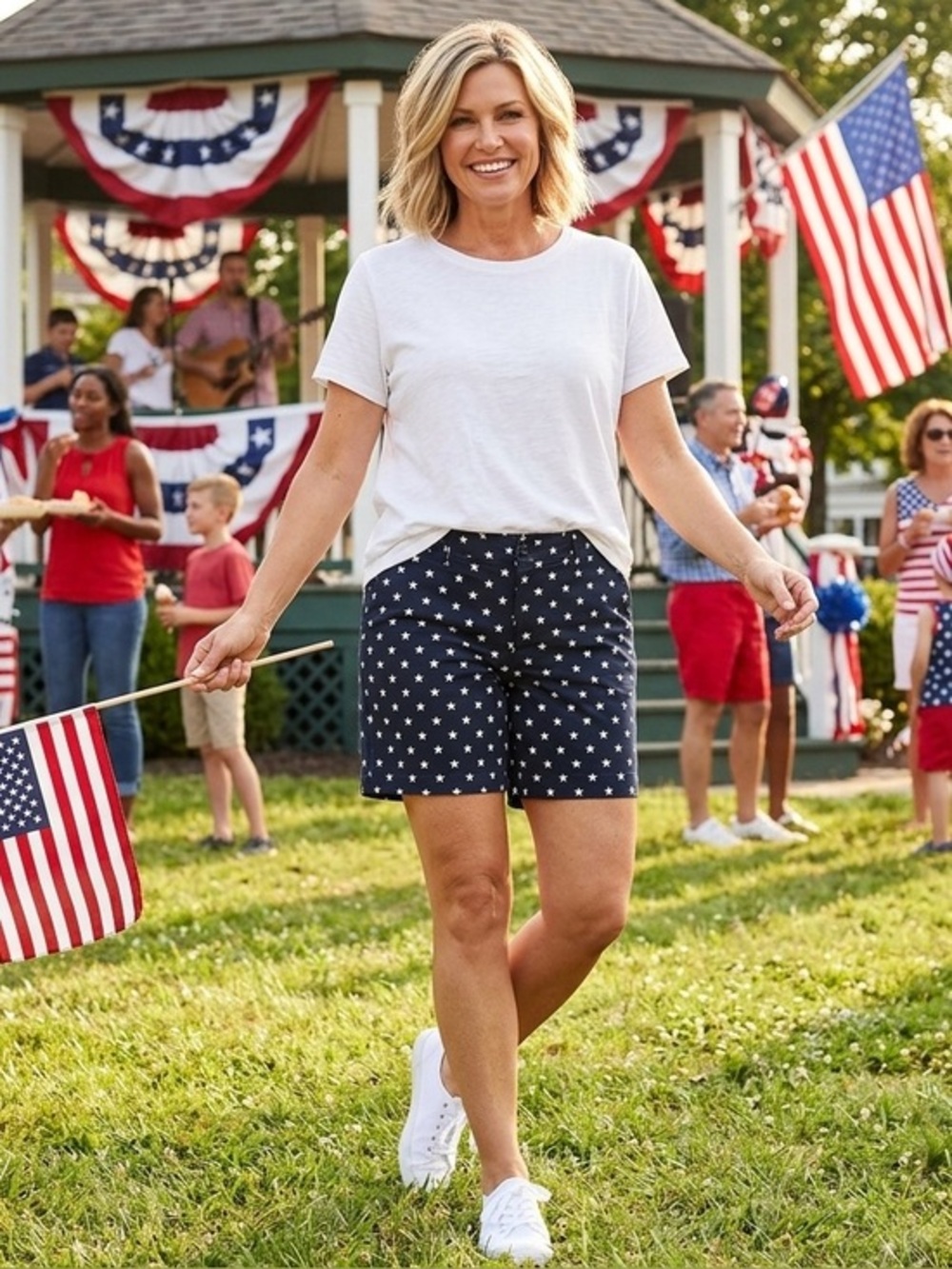 Caribbean Joe navy with white star shorts